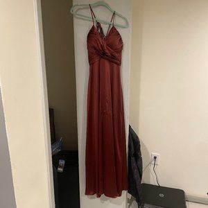 Nayeli Satin Terracotta Rust Bridesmaid Dress